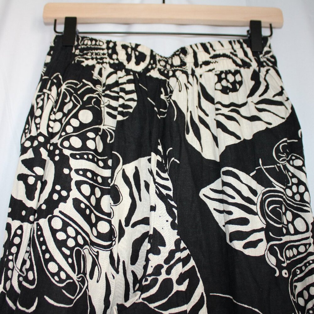 NWT Christian Siriano Black Cream Floral Linen Blend Resort Pants Designer XS - Picture 4 of 10